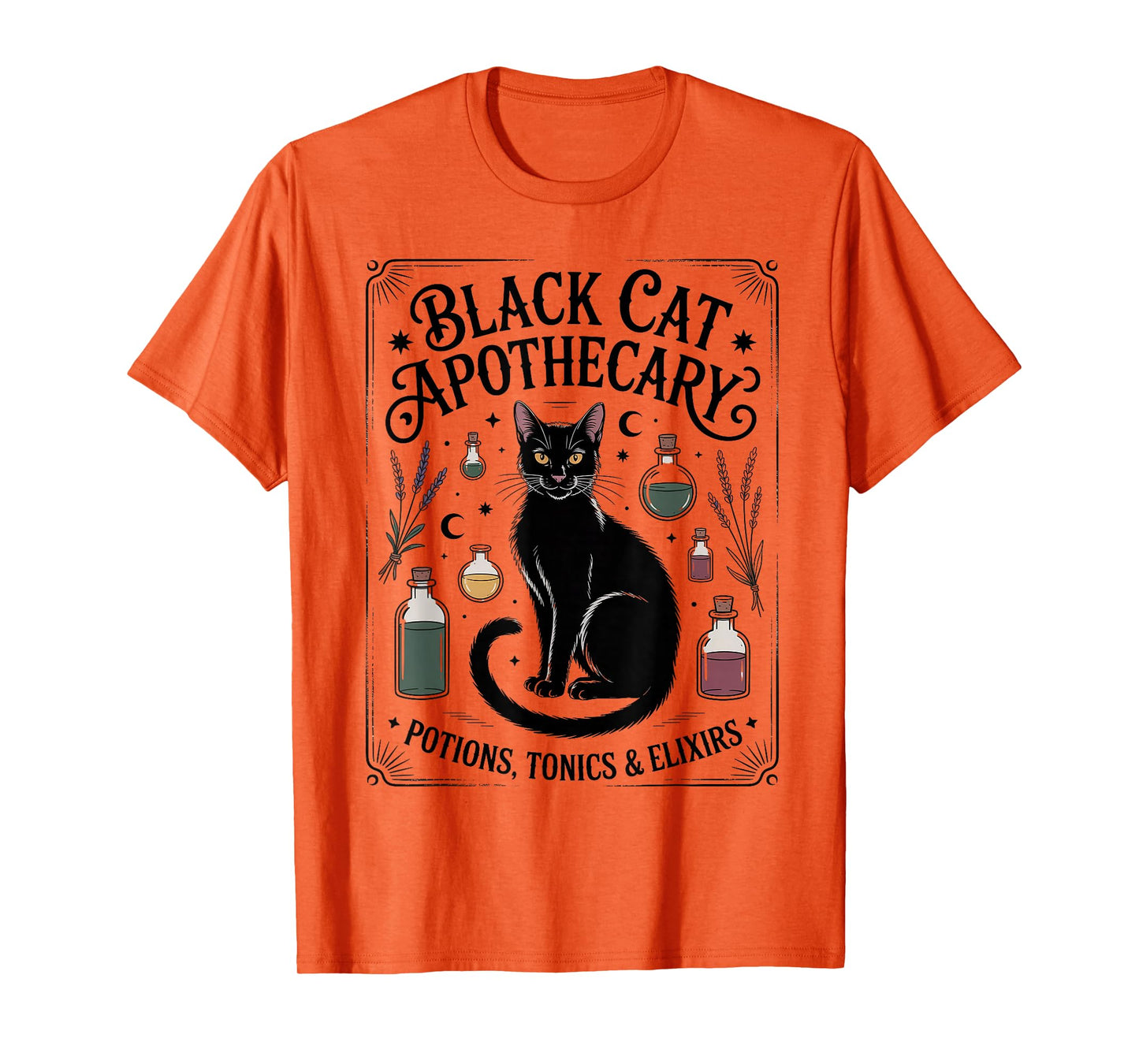 Black Cat Apothecary Potions Spooky Magic Halloween Herbal T-Shirt