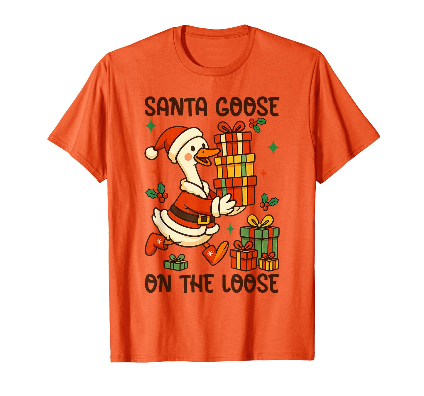 Santa Goose On The Loose Funny Silly Goose Christmas Pajama T-Shirt