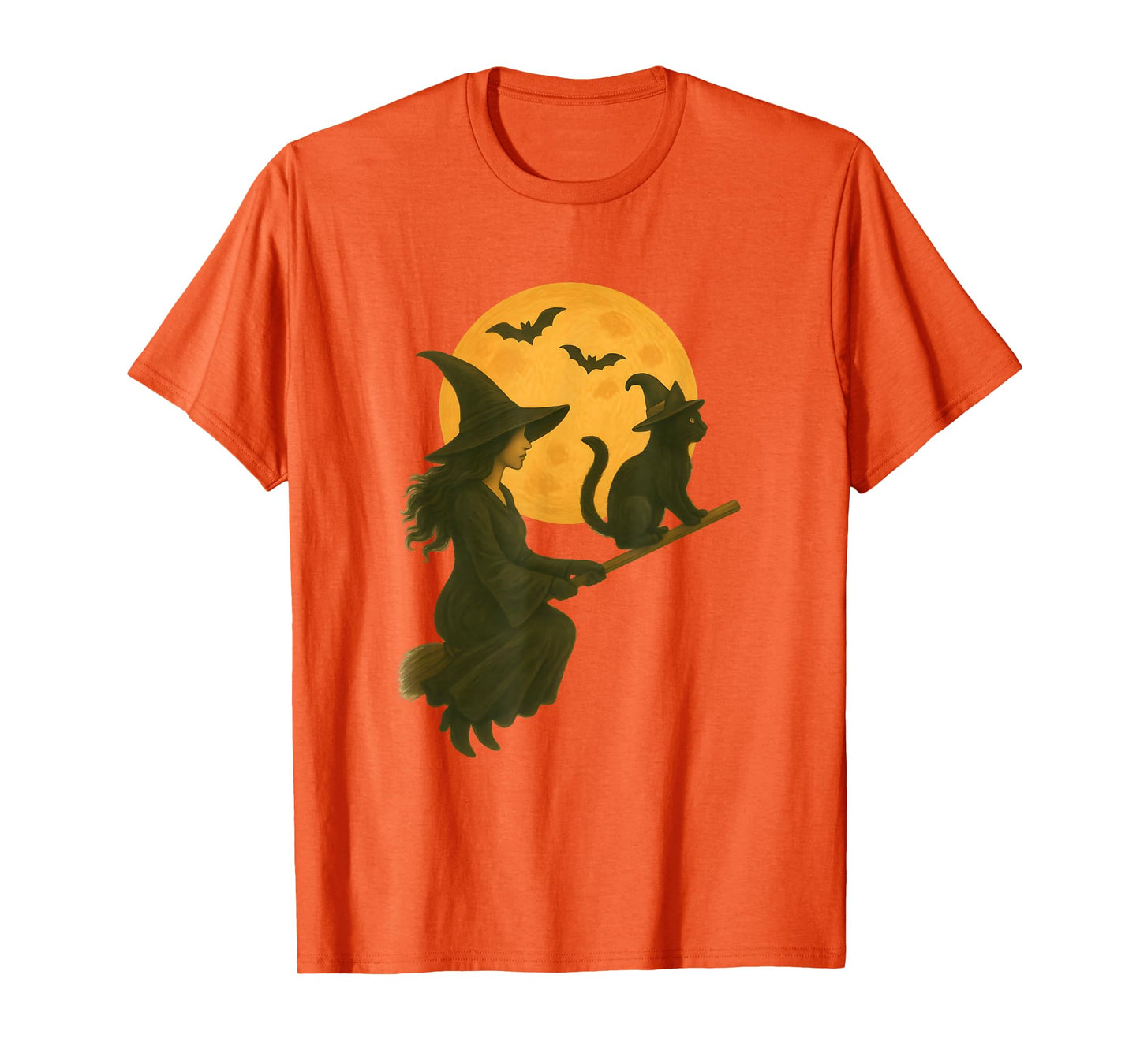 Witch and Cute Cat Black Kitten for Halloween Costume Party T-Shirt