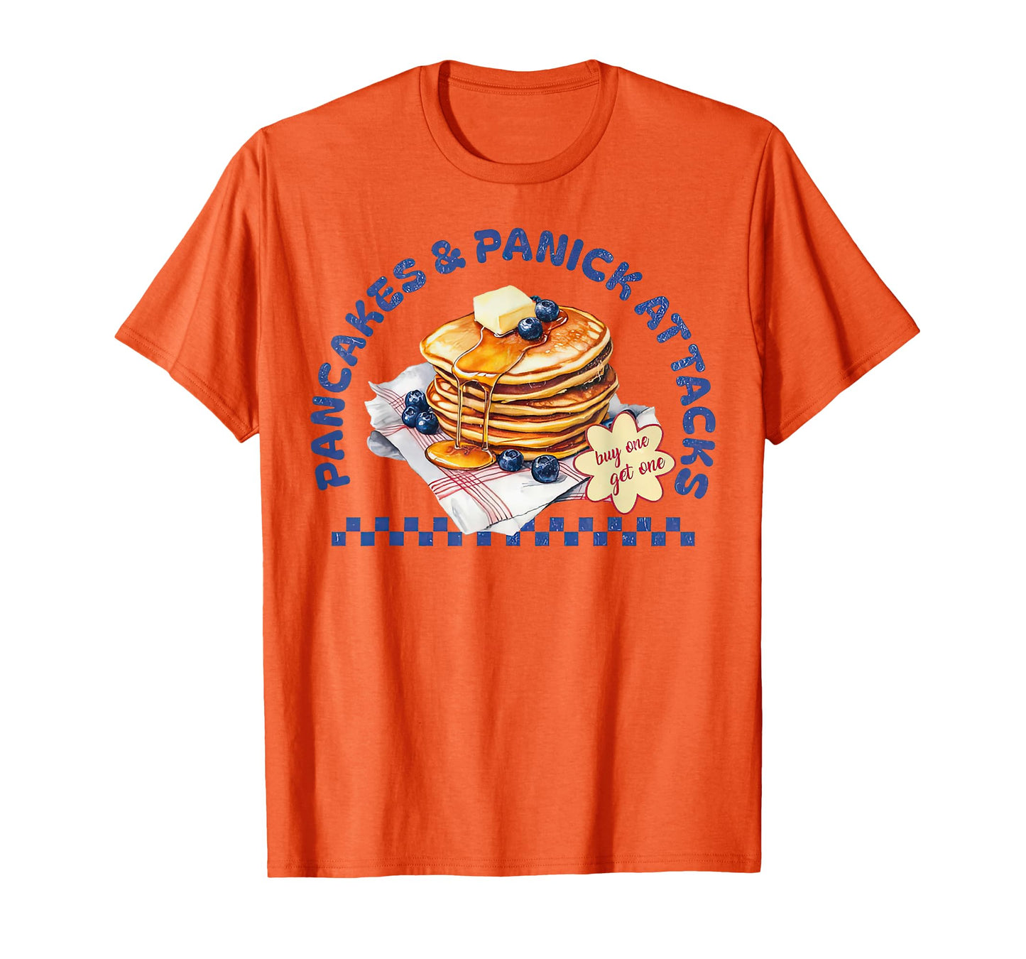 Pancakes and Panic Attacks Funny Retro T-Shirt