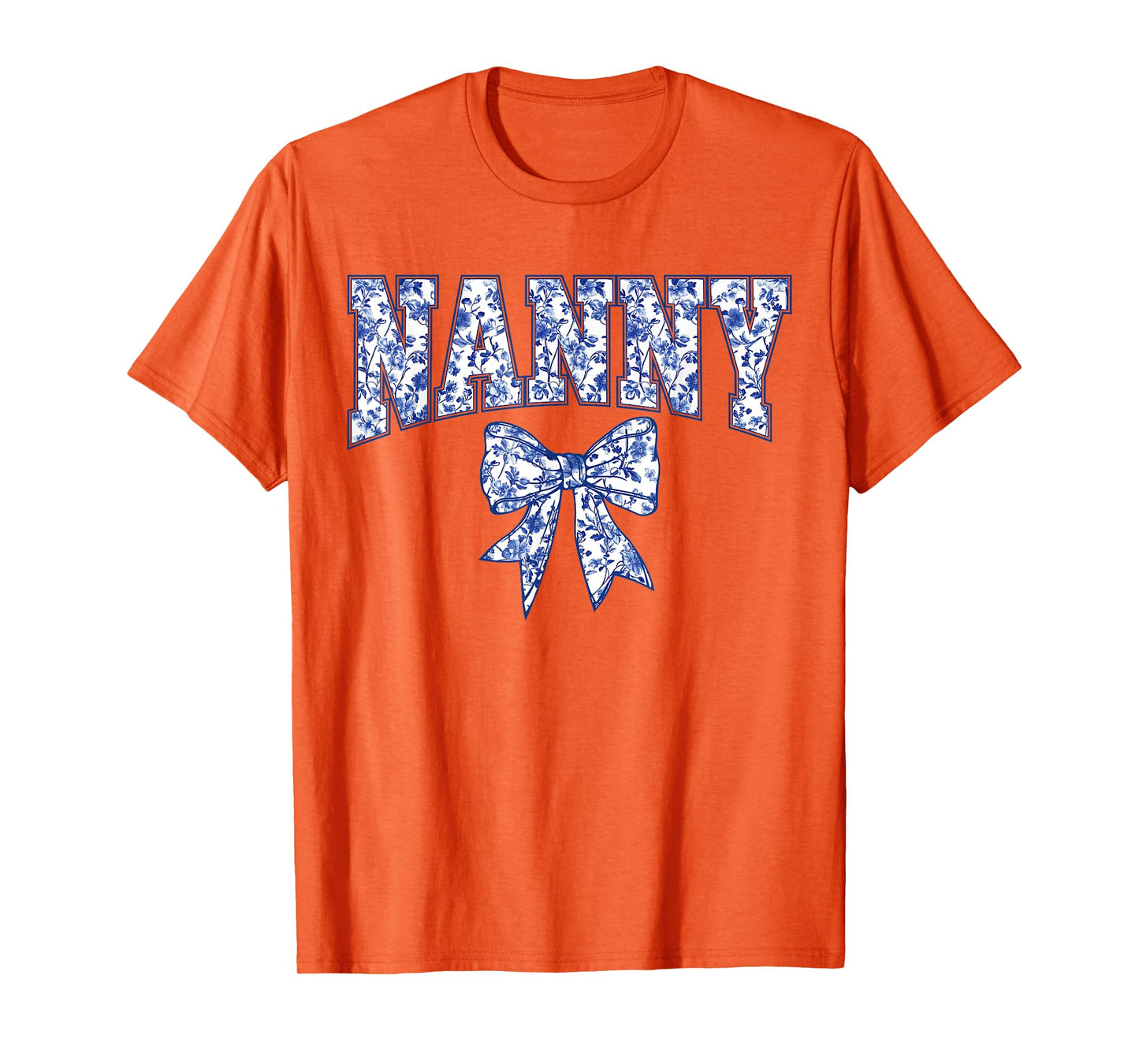Nanny Coquette Toile Blue Bow Floral Mother's Day Family T-Shirt