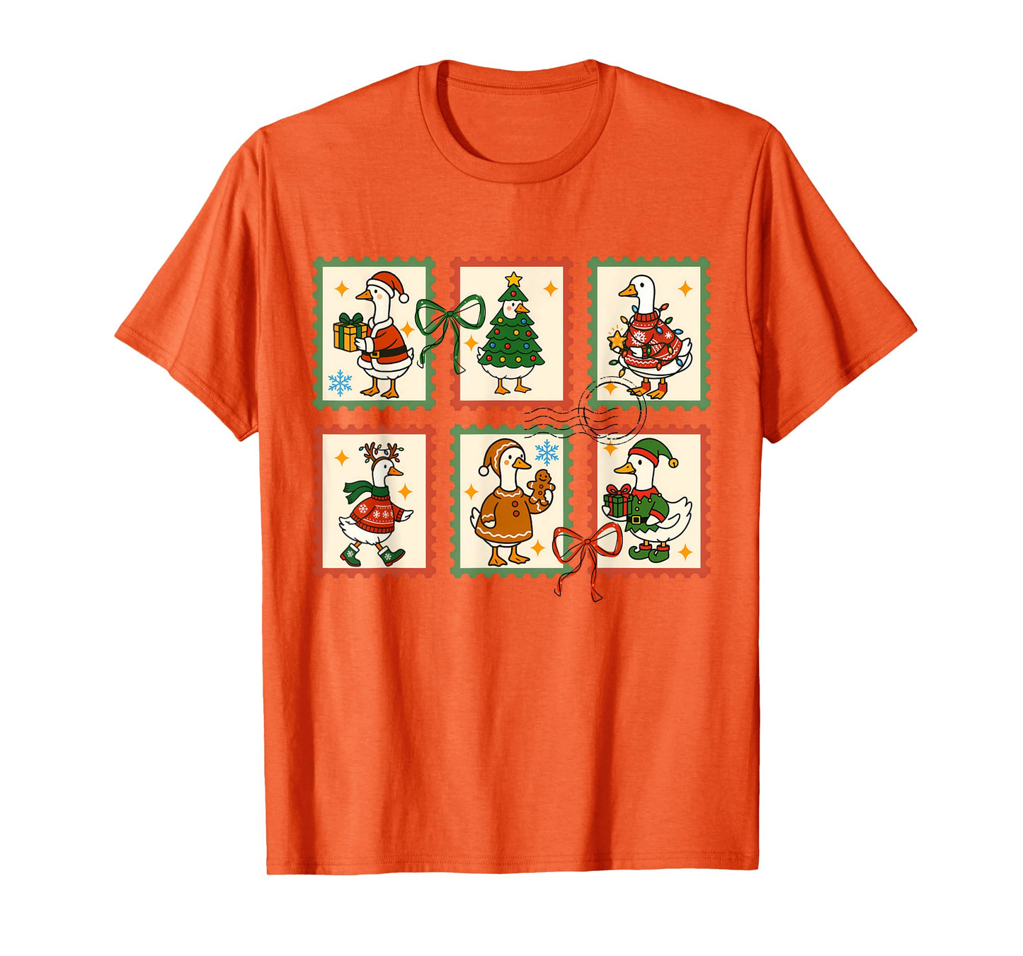 Silly Goose Santa Christmas Stamp Cute Merry Goosemas Xmas T-Shirt