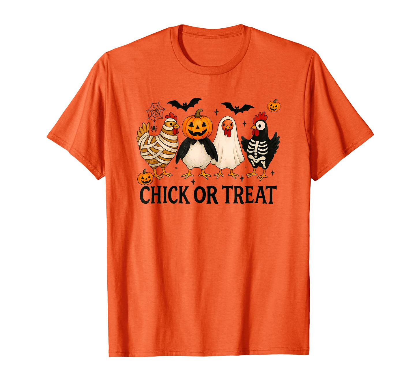 Chick Or Treat Funny Halloween Chicken Lover Witch Pumpkin T-Shirt