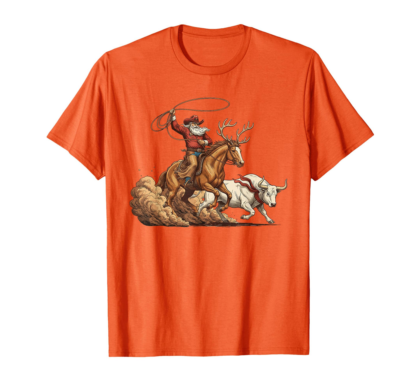 Horse Cow Cowboy Santa Western Roping Christmas Country Xmas T-Shirt