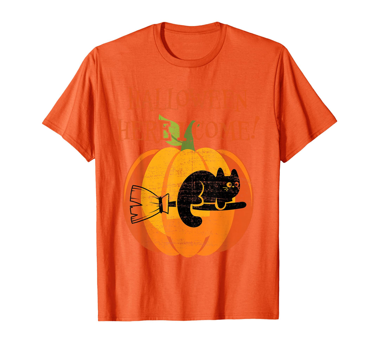 Funny Cat Lady Halloween Pumpkin Witch Black Cat Costume Cat T-Shirt