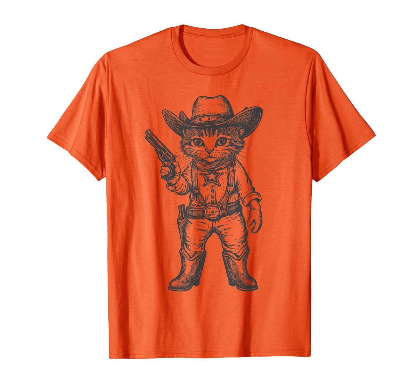 Cat Cowboy Hat Funny Western Kitten Cute Cat Lover Vintage T-Shirt