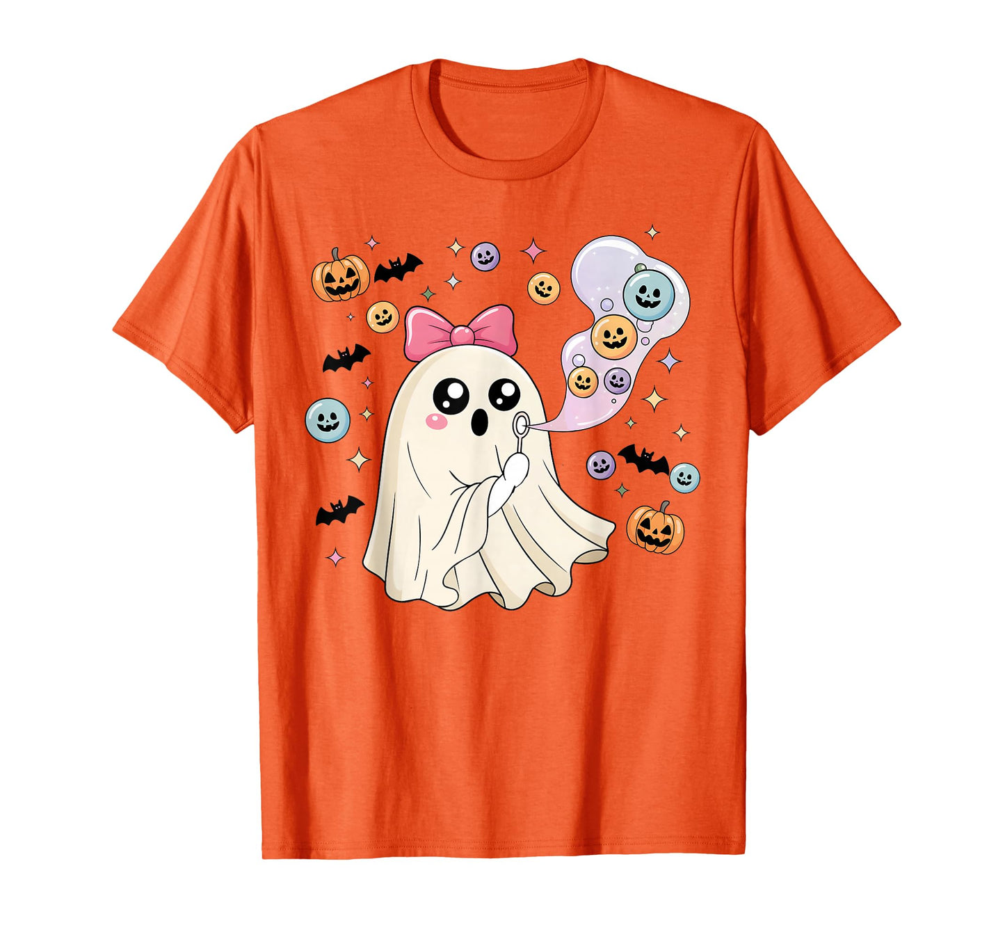 Preppy Coquette Ghost Halloween, Blowing Bubble Halloween T-Shirt
