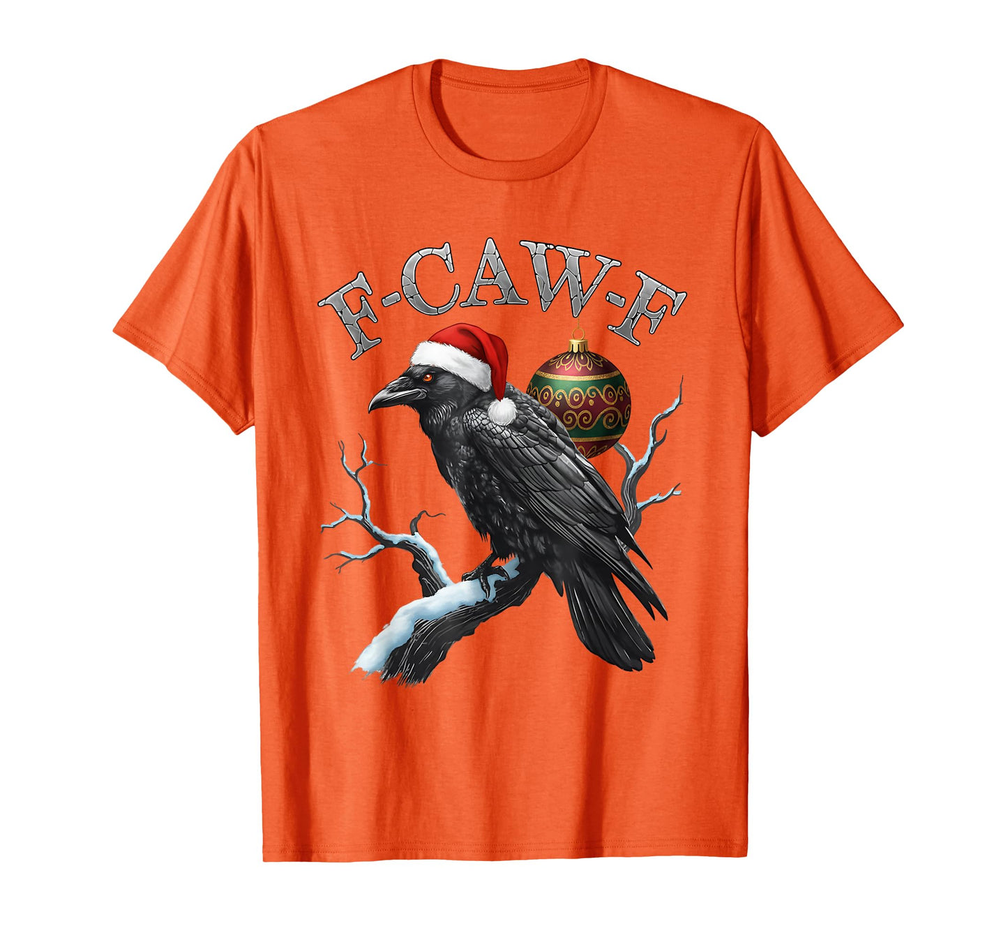 Black Crow, F-Caw-F Santa Hat Black Bird Gothic Christmas T-Shirt