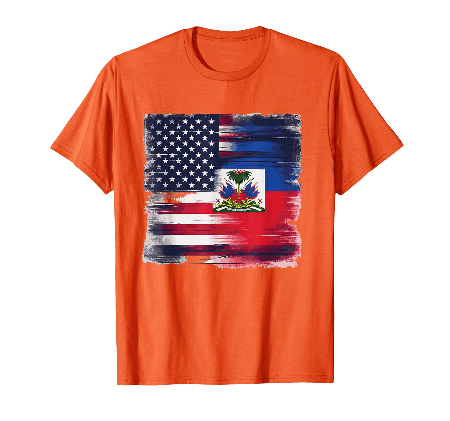 Vintage Half American Half Haitian Flag Family Heritage T-Shirt