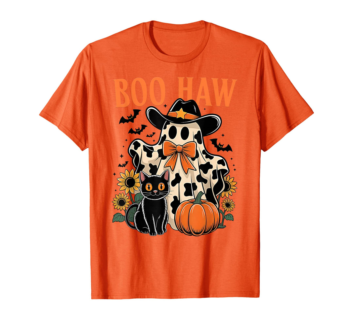Boo Haw Retro Western Halloween Ghost Howdy Pumpkin T-Shirt