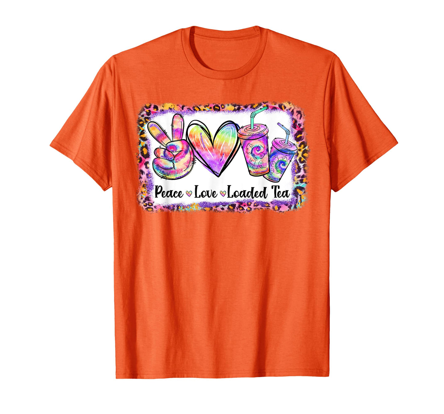 Retro Vintage Peace Love Loaded Tea Lover Tie Dye Pattern T-Shirt