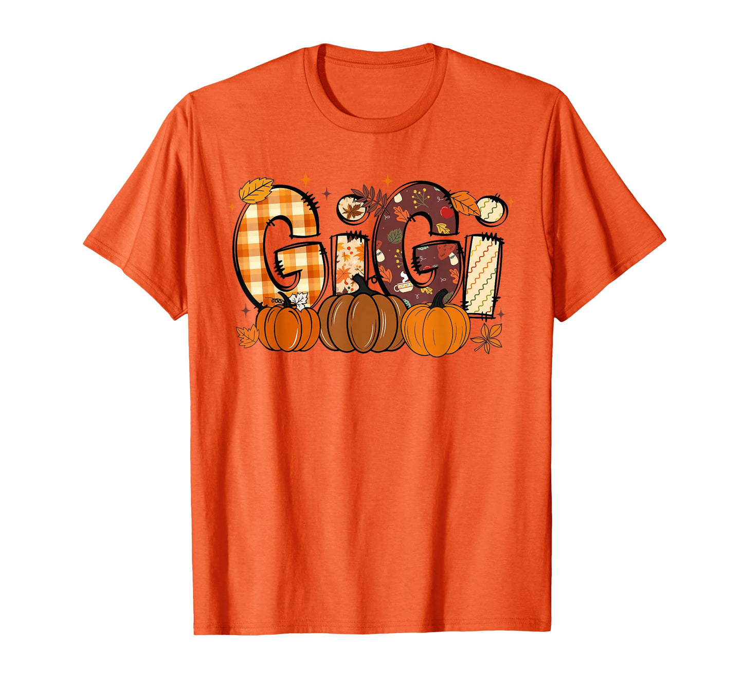 Retro Gigi Pumpkin Fall Leaves Grandma Fall Thanksgiving T-Shirt
