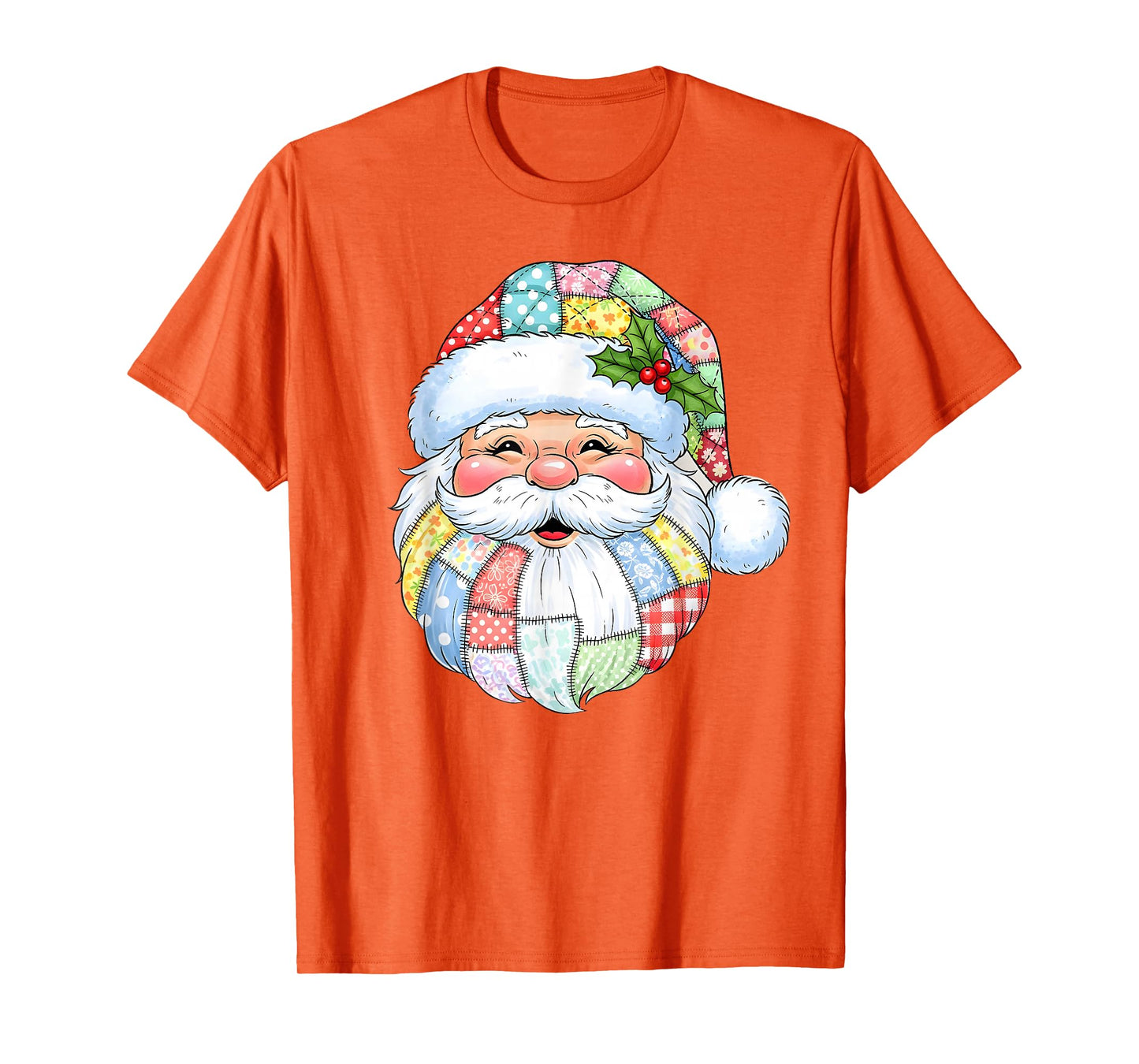 Merry Christmas Patchwork Santa Claus Face X-mas Holiday T-Shirt