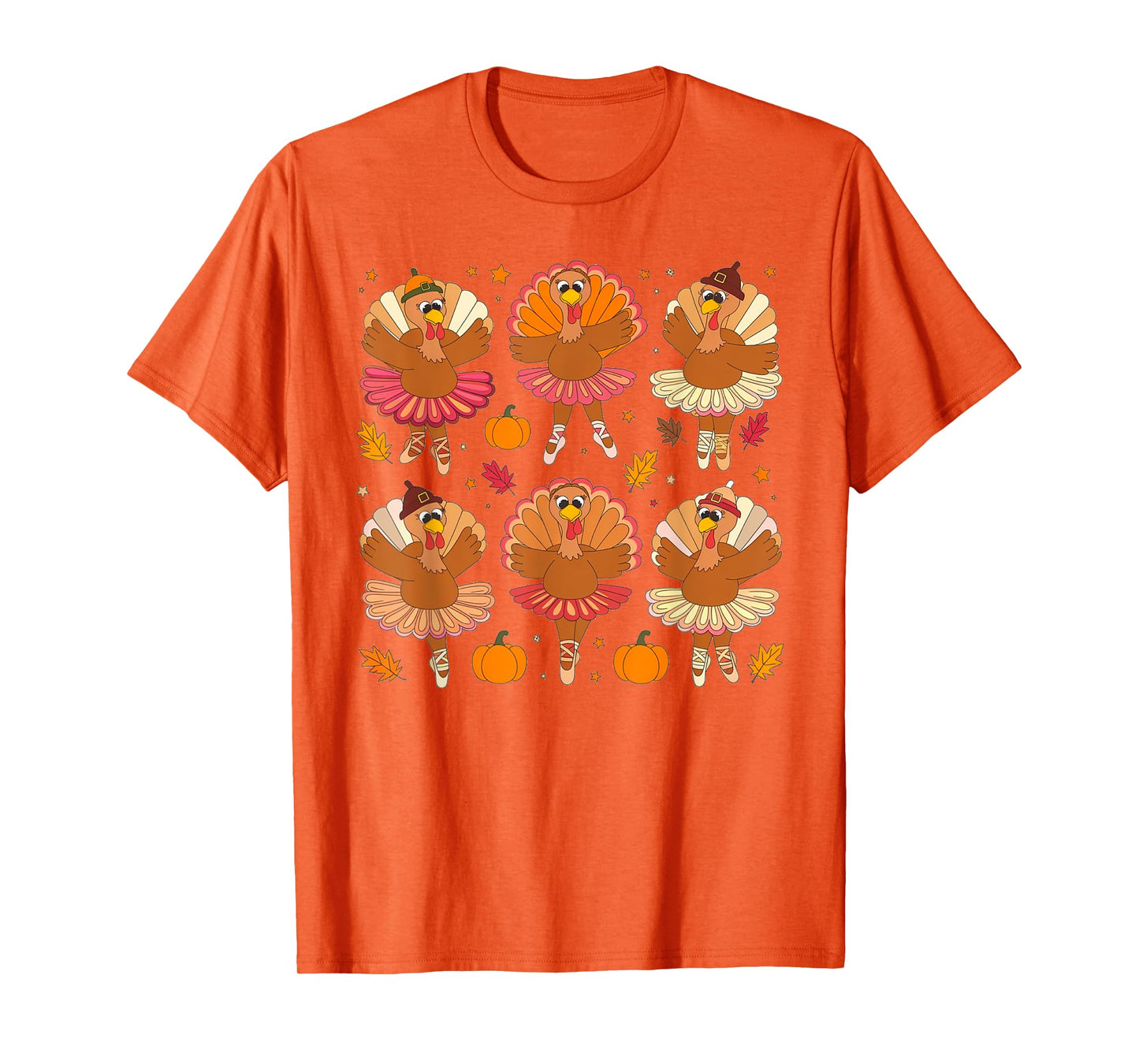 Autumn Ballerinas Dancing Cute Turkey Thanksgiving Girls T-Shirt