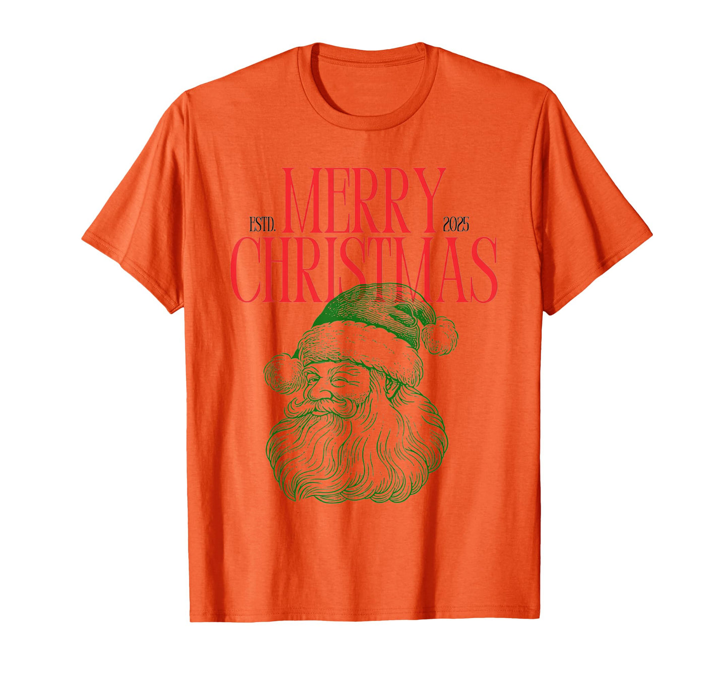 Red and Green Minimalist Santa Face Christmas Holiday T-Shirt