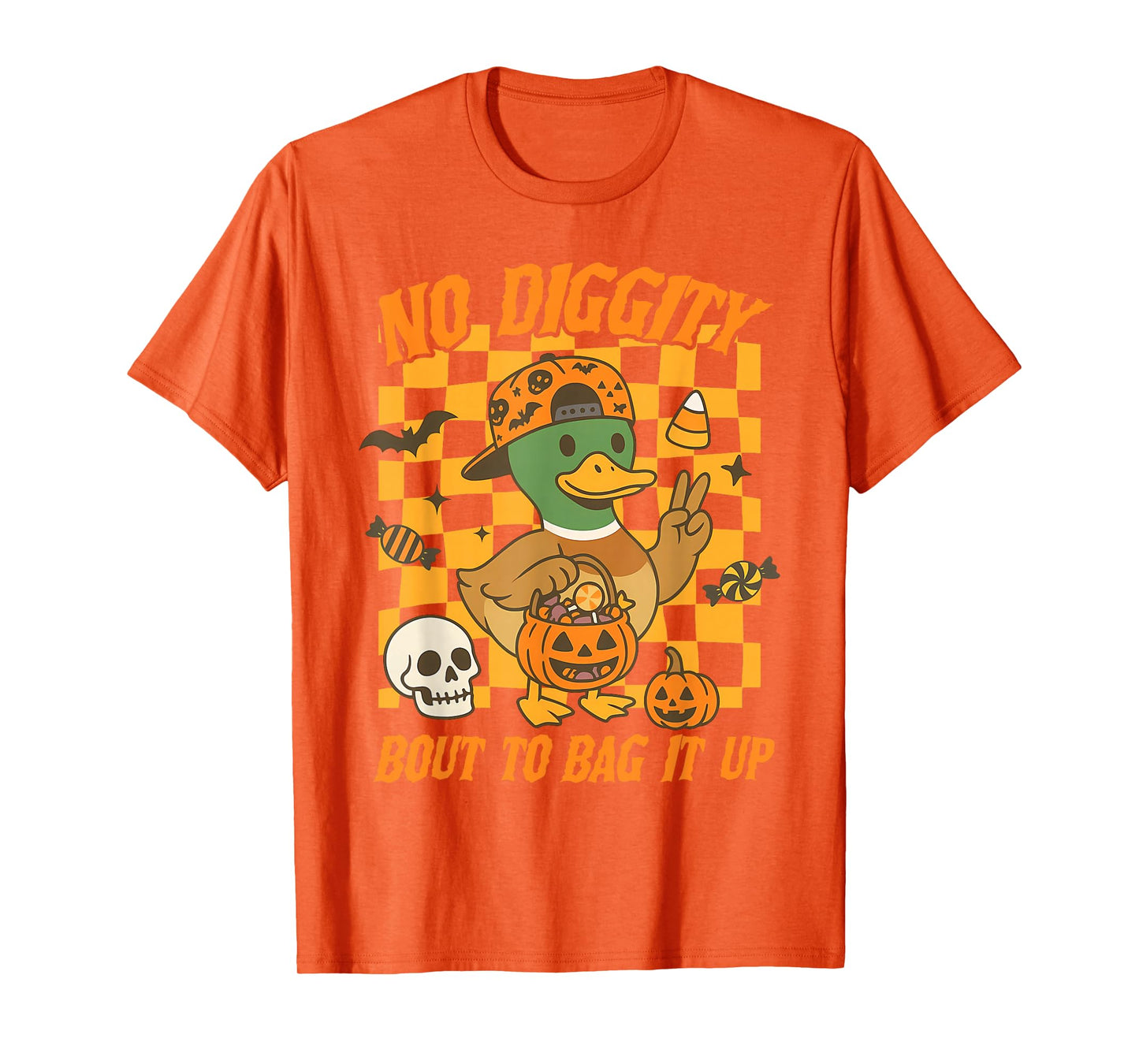 Halloween Mallard Duck Spooky No Diggity Bout to Bag Its Up T-Shirt
