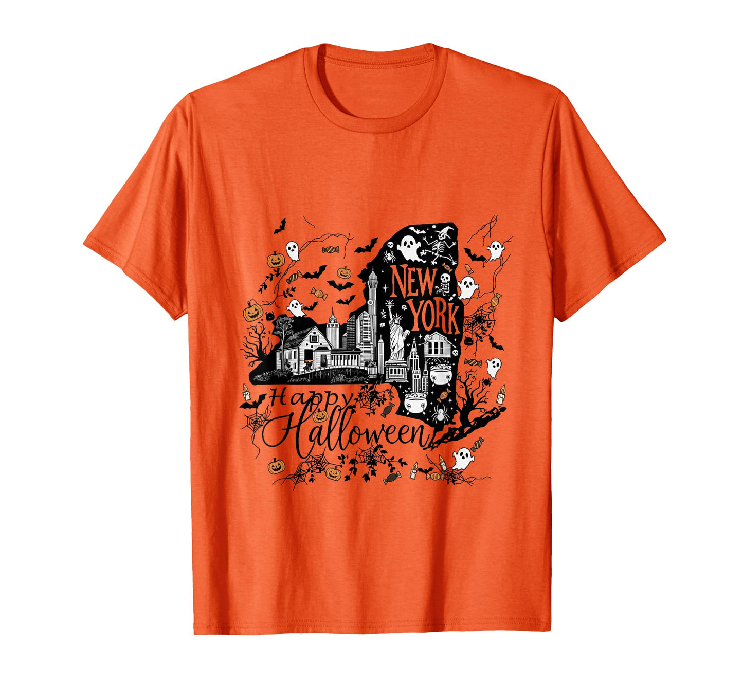Happy Halloween, Scary New York Skyline Haunted Funny T-Shirt