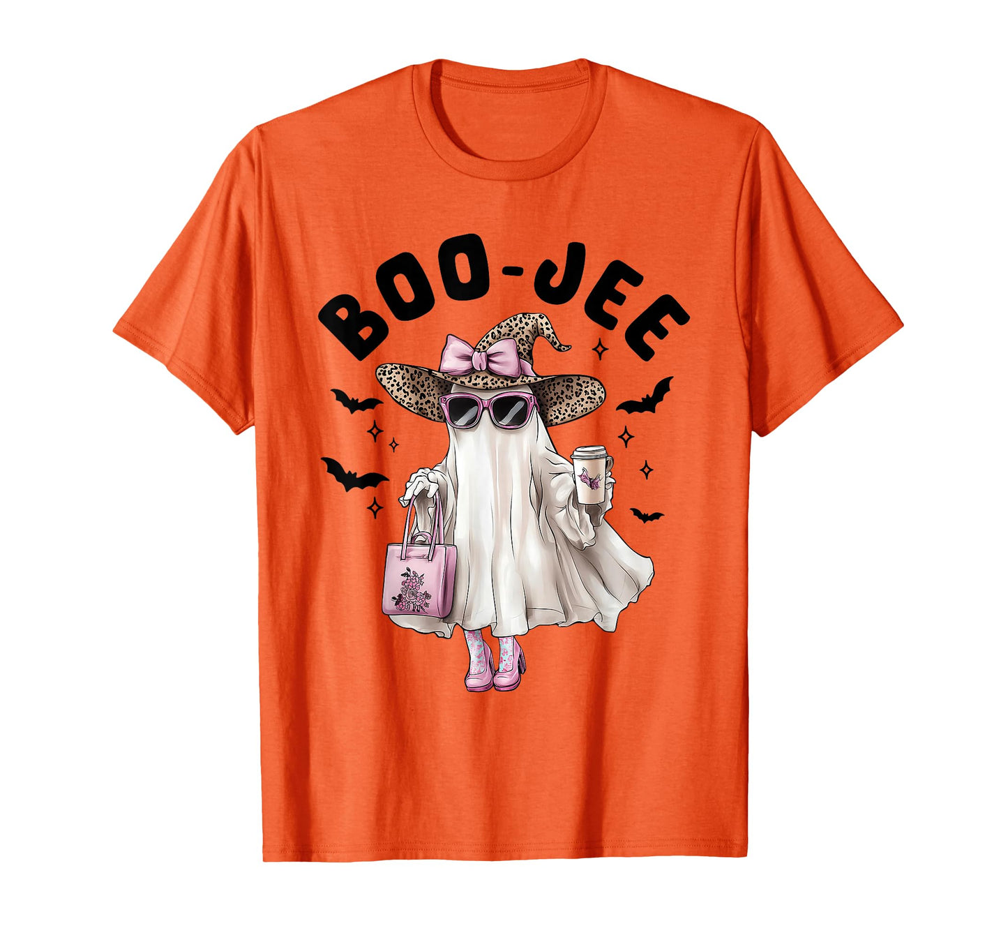 Coquette Leopard Ghost Coffee Boo-JEE Halloween Boujee Ghost T-Shirt