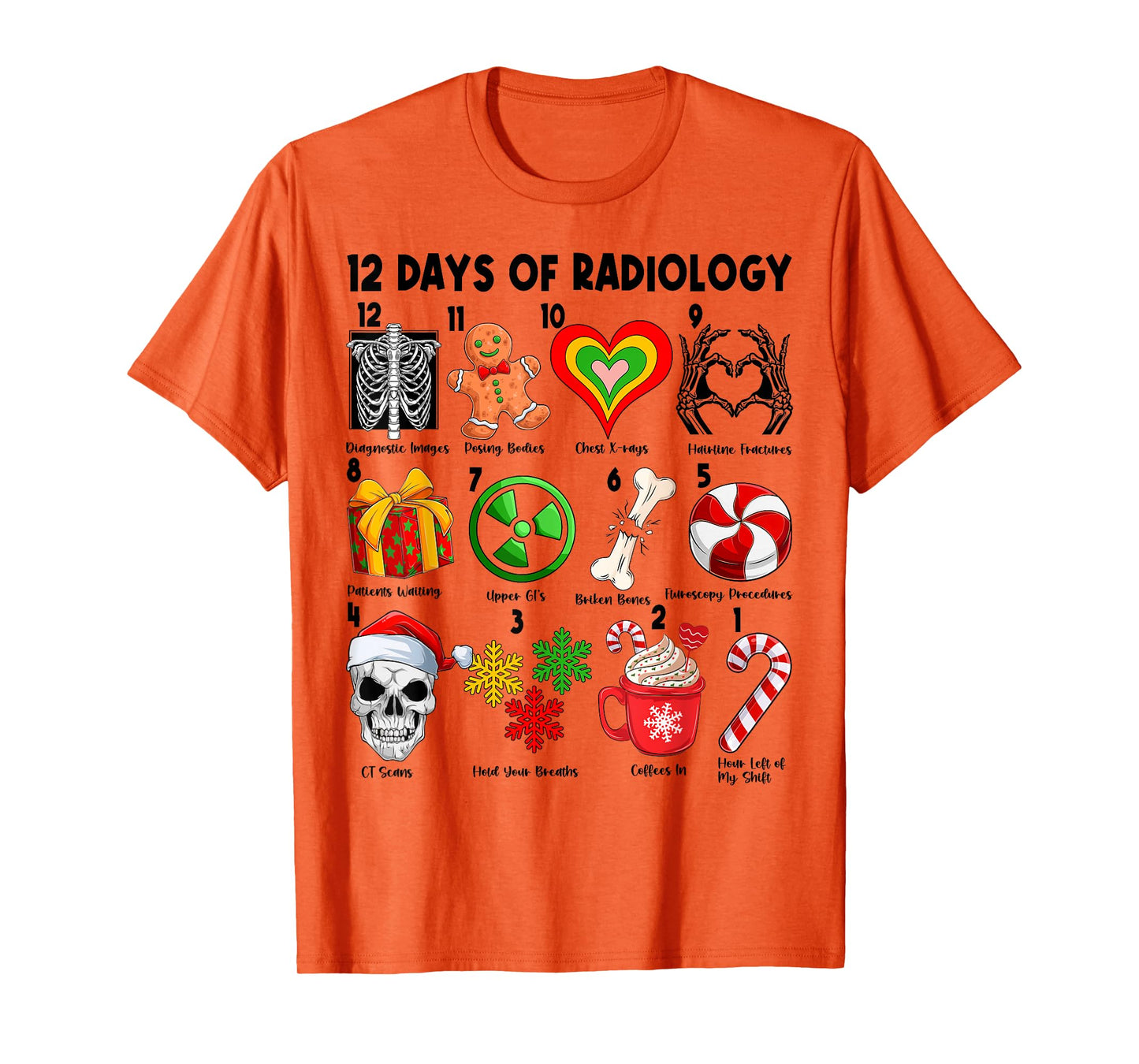 12 Days of Radiology Xray Tech CT MRI Merry Christmas PJS T-Shirt