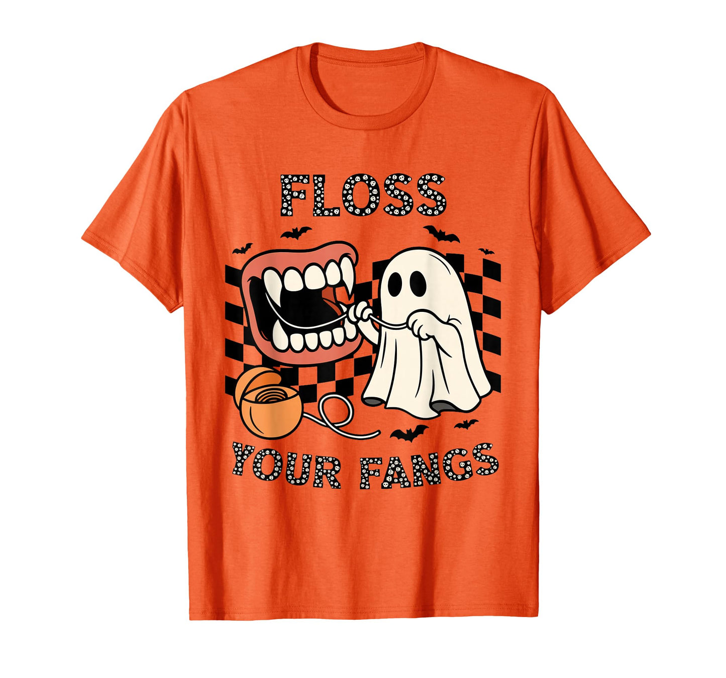 Floss Your Fangs Dental Hygienist Funny Dentist Halloween T-Shirt