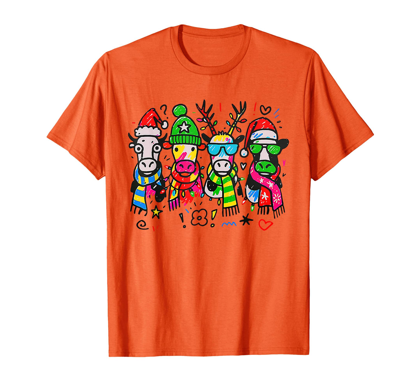 Funny Cow Christmas Lights Western Xmas Santa Farm Animal T-Shirt