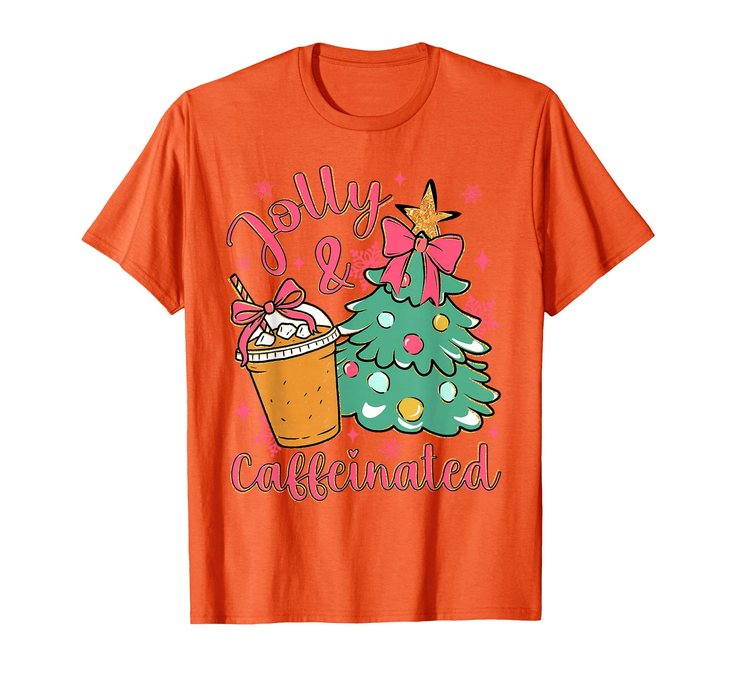 Christmas Coffee Lover Merry Xmas Vibes Jolly & Caffeinated T-Shirt