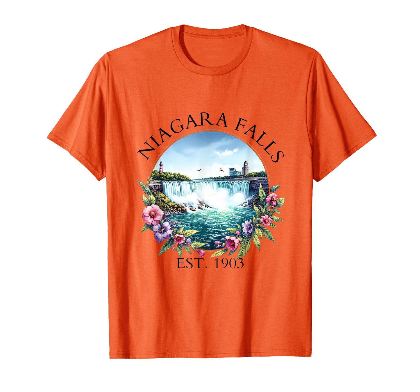 Retro Floral Niagara Falls Trip Outdoor Family Vacation T-Shirt