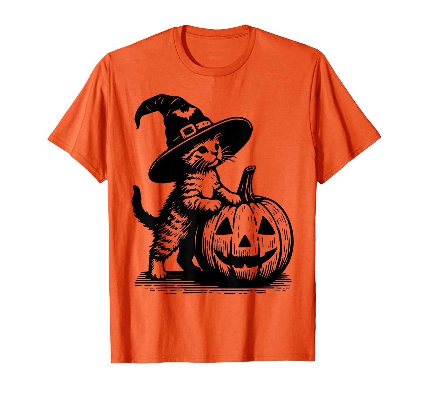 Vintage Cute Halloween Kitty Retro Witch cat Pumpkin Graphic T-Shirt