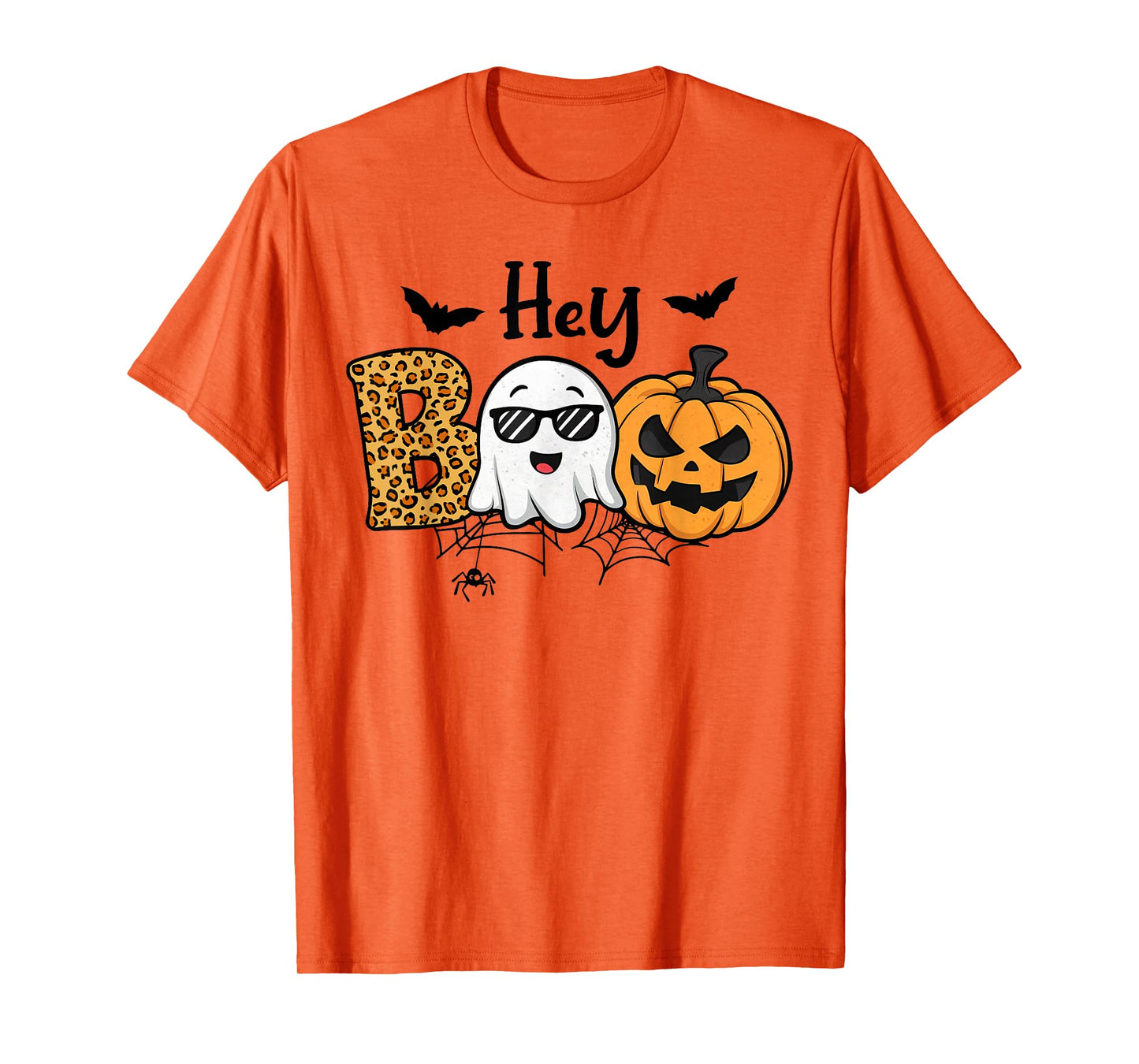 Halloween Hey Boo Ghost Pumpkin Costume Women Girls Kids T-Shirt