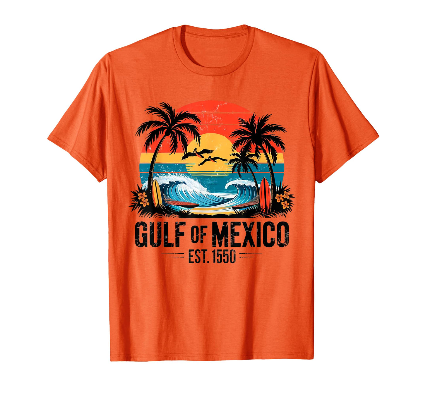 Vintage Ocean Sunset Beach Gulf of Mexico Est 1550 T-Shirt