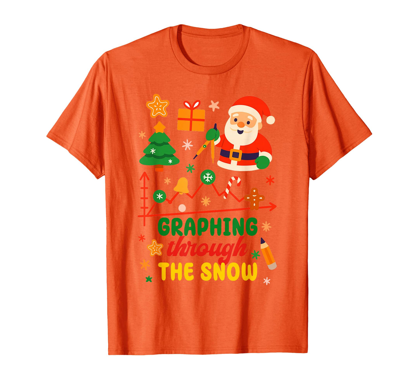 Math Teacher Algebra Pun Christmas Xmas Graphing The Snow T-Shirt