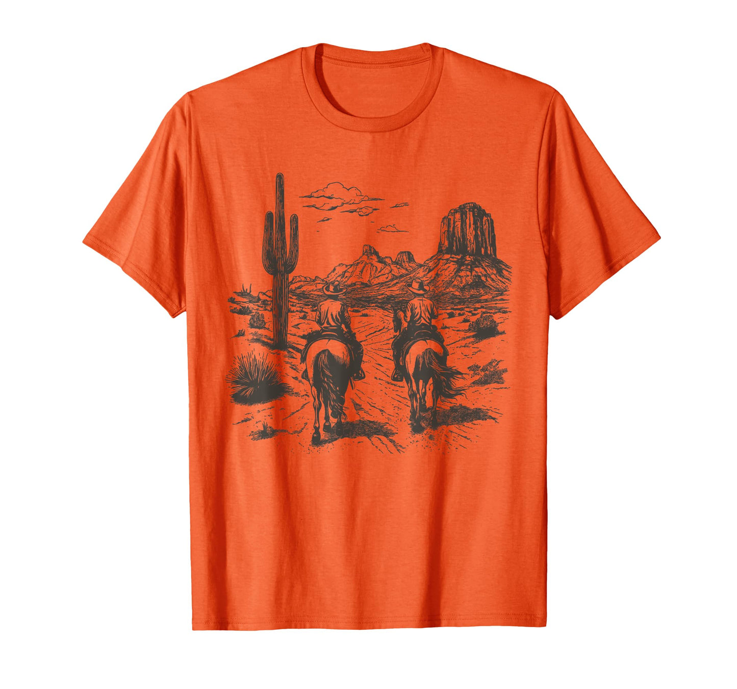 Vintage Cowboy Riding Horse Western Desert Mountain Country T-Shirt