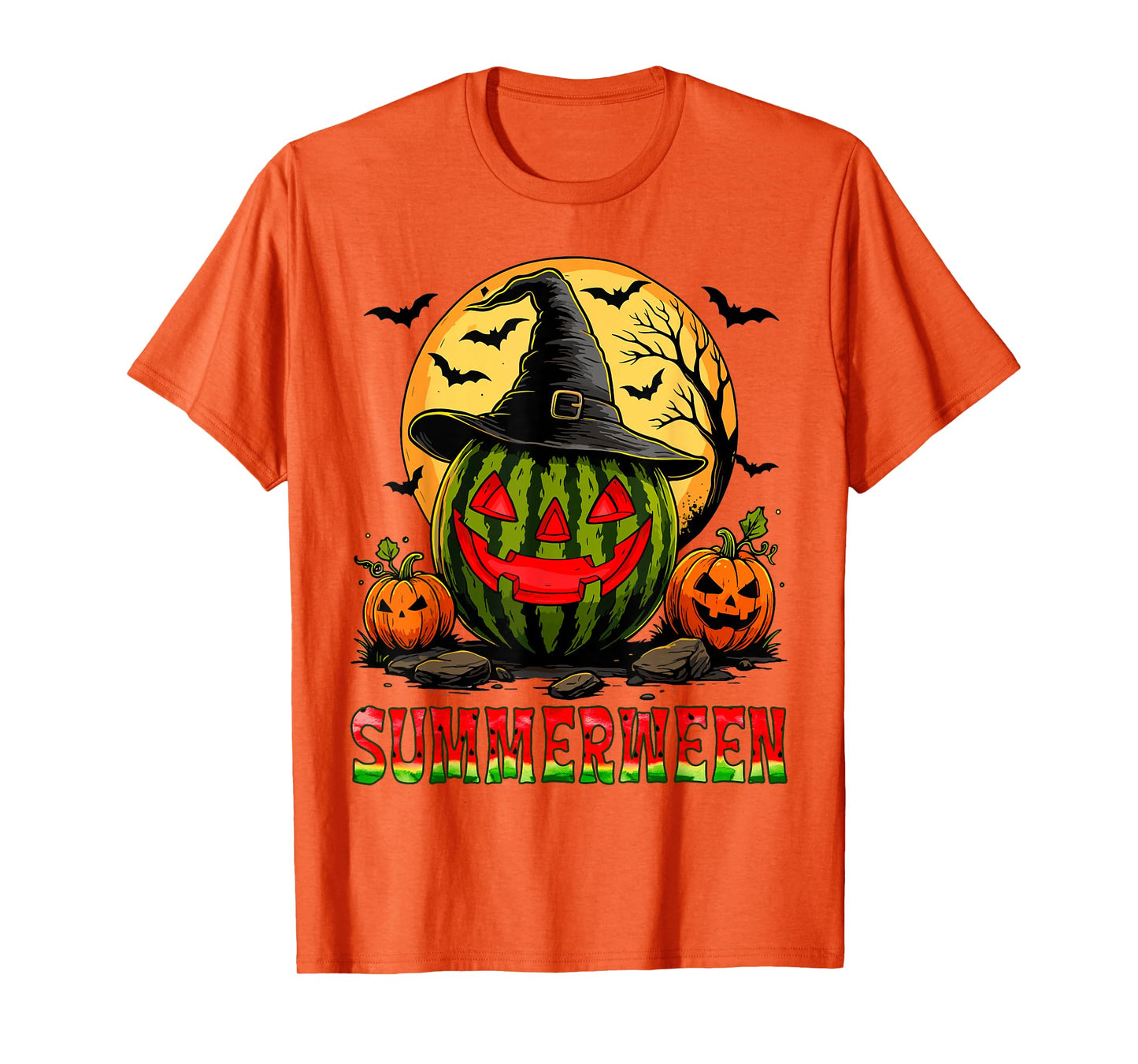 Summerween Watermelon Witch Hat Halloween Summer Vacation T-Shirt