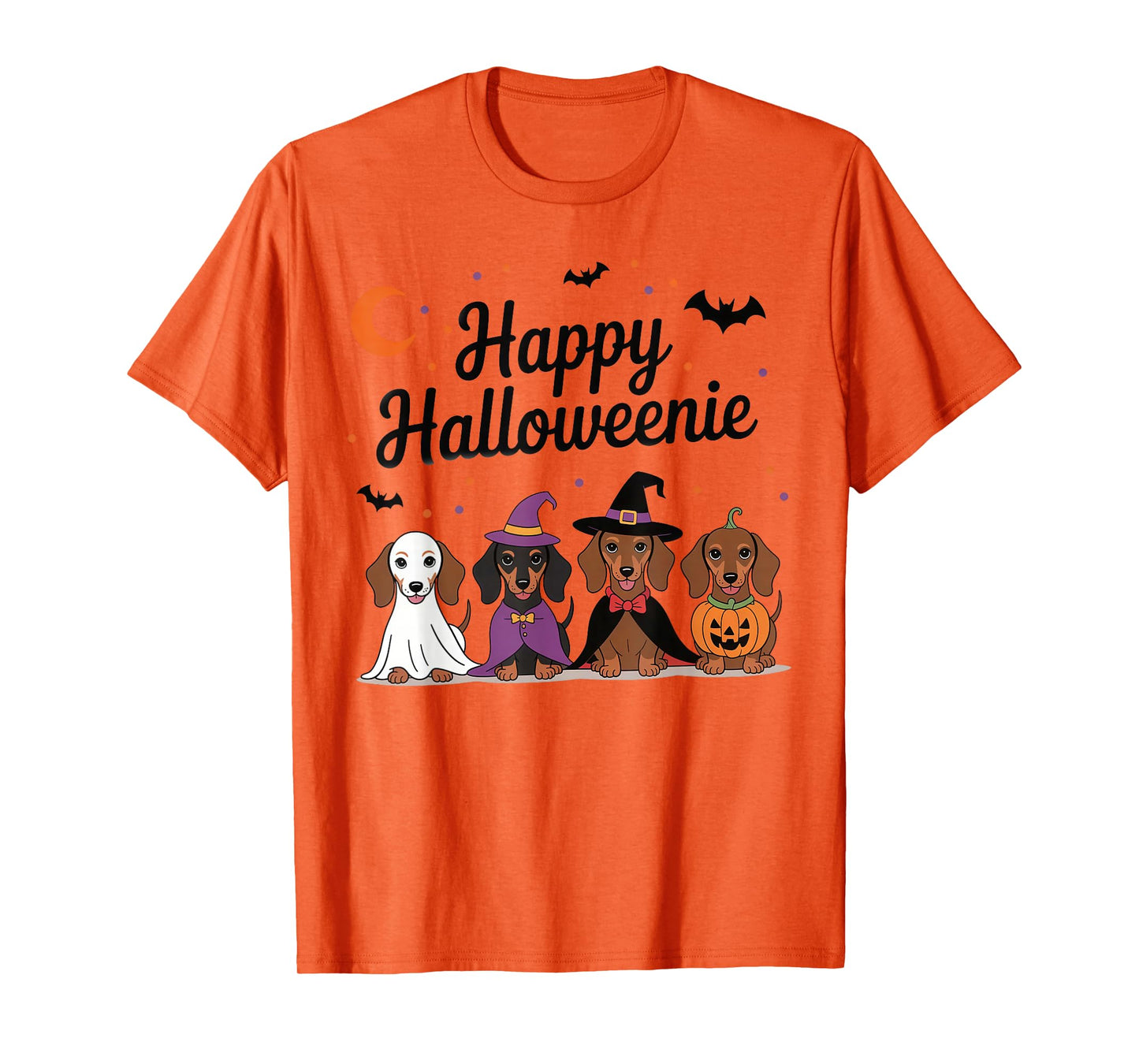Weiner Dog Witch Happy Halloweenie Cute Halloween Dachshund T-Shirt