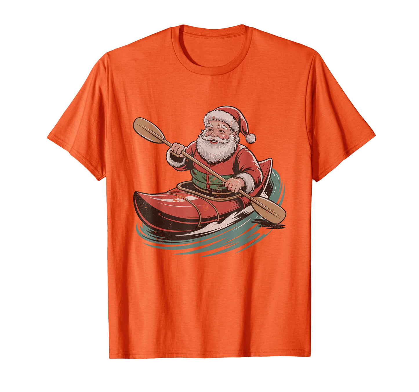 Santa Kayaking Christmas Holiday Sports Retro Vintage 90s T-Shirt