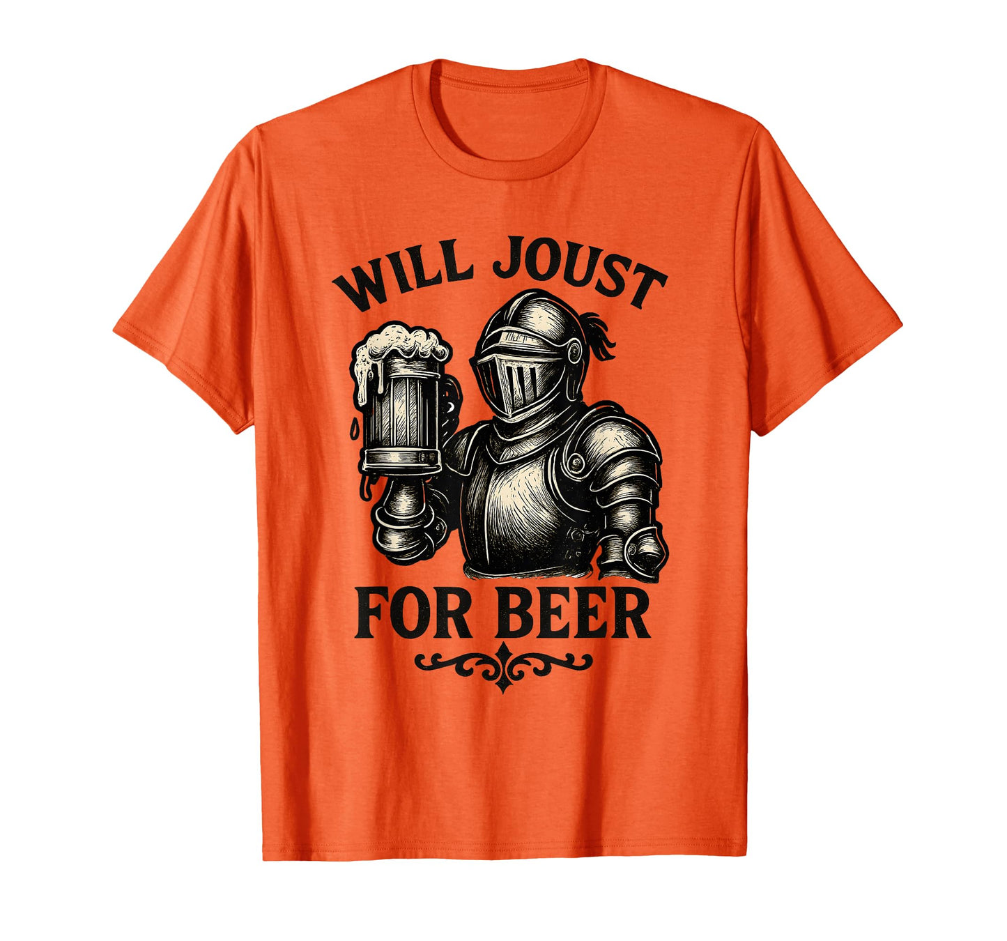 Will Joust for Beer Funny Medieval Knight Drinking Design T-Shirt