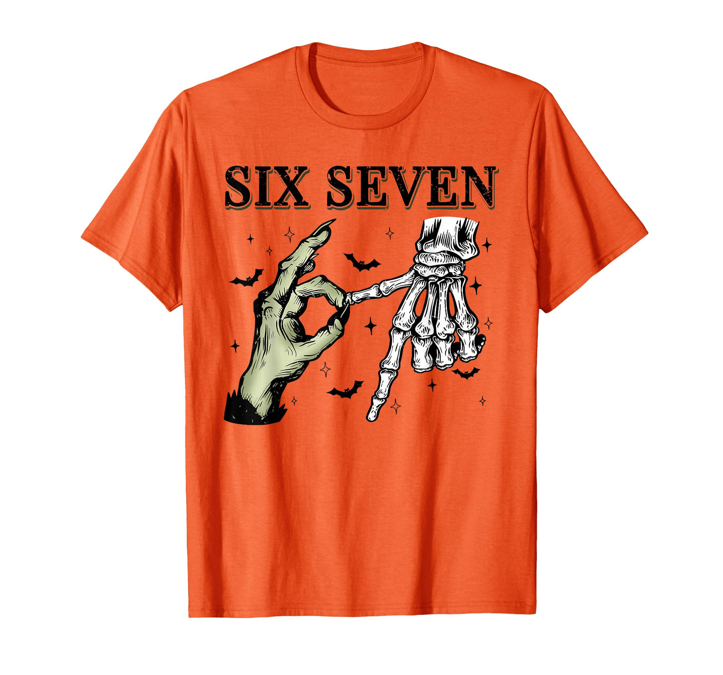 67 Six Seven Witch Skeleton Halloween Meme Funny Design T-Shirt