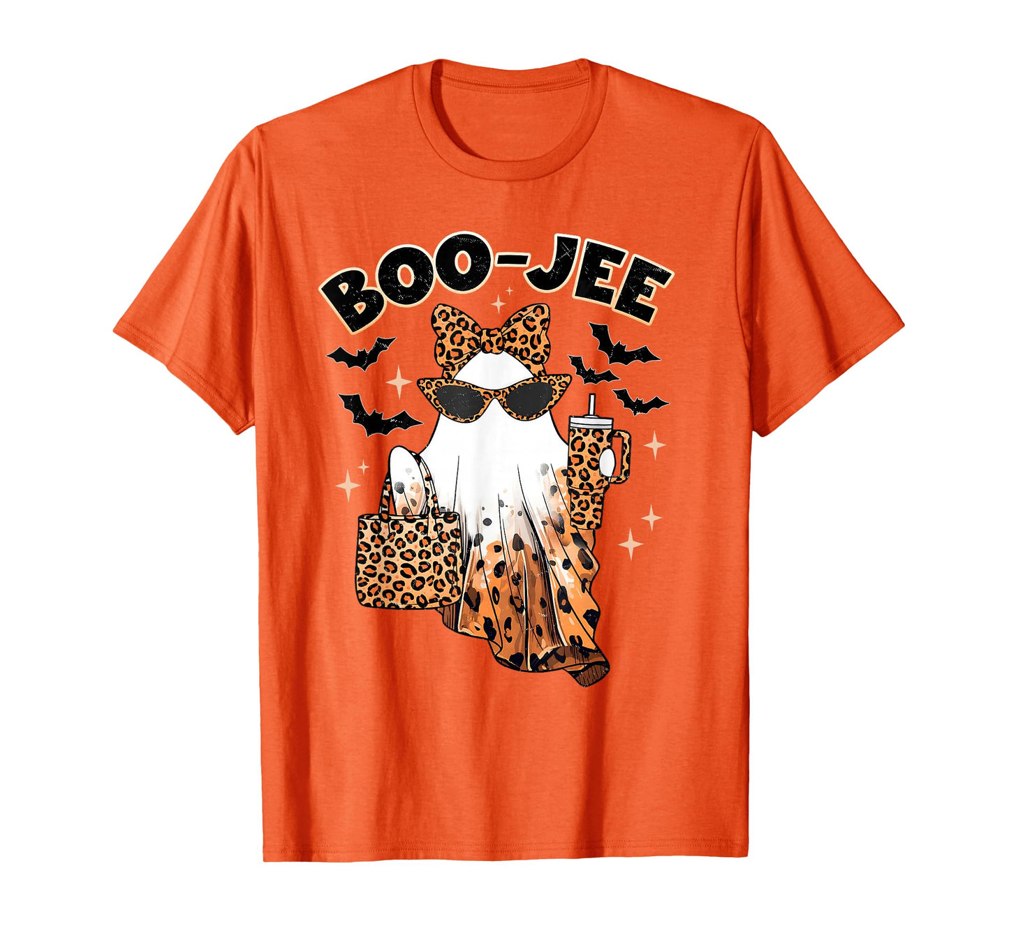 Coquette Leopard Ghost Coffee Boo-JEE Halloween Boujee Ghost T-Shirt