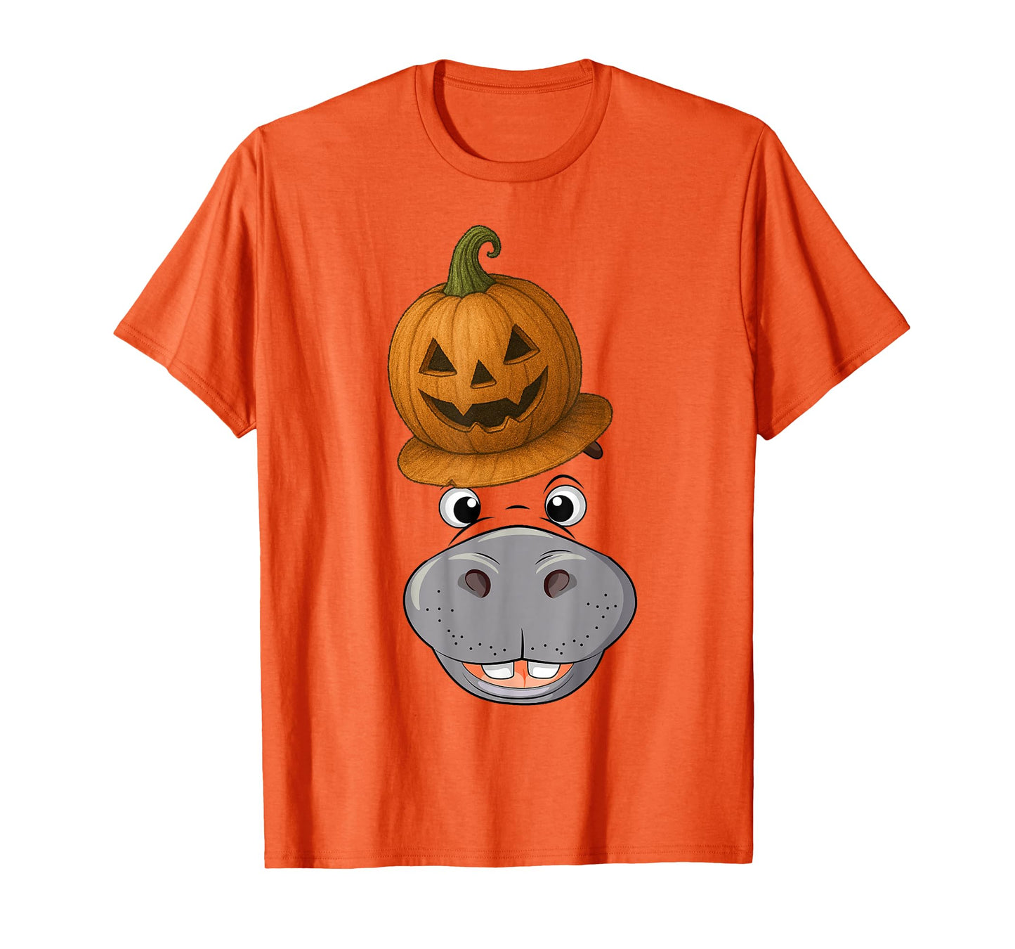 Hippo Spooky Ghost Horror Pumpkin Zombie Halloween T-Shirt