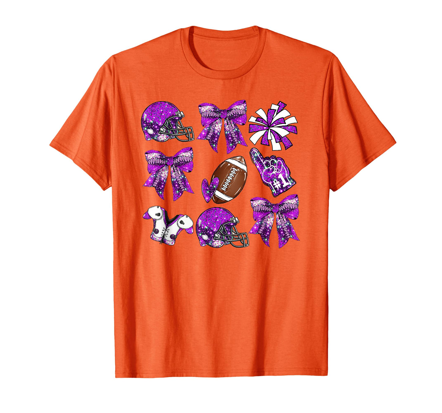 Purple Coquette Bow Football Game Day Women Girls Kids T-Shirt