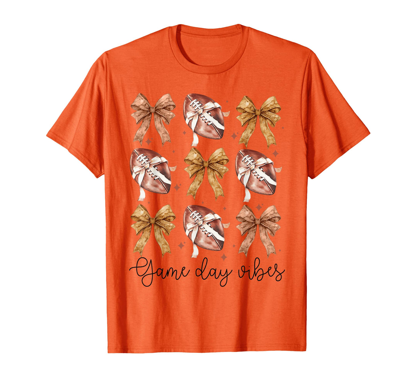American Football Game Day Vibes Coquette Bow Football Lover T-Shirt