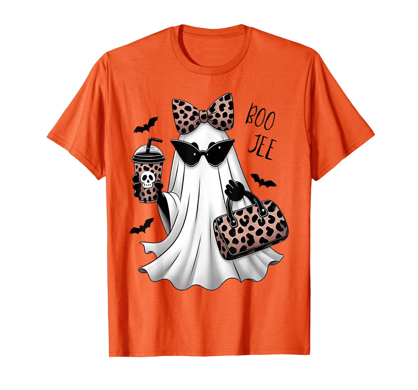 Coquette Leopard Ghost Coffee Boo-JEE Halloween Boujee Ghost T-Shirt