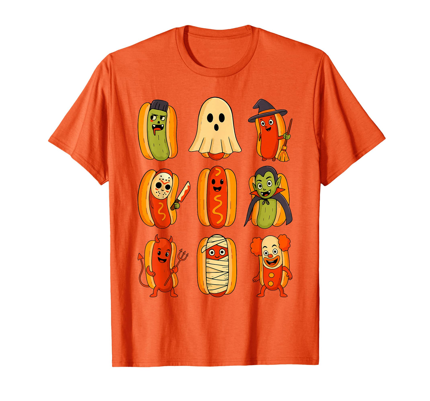 Funny Hotdogs in Ghost Mummy Witch Costume Halloween Kids T-Shirt