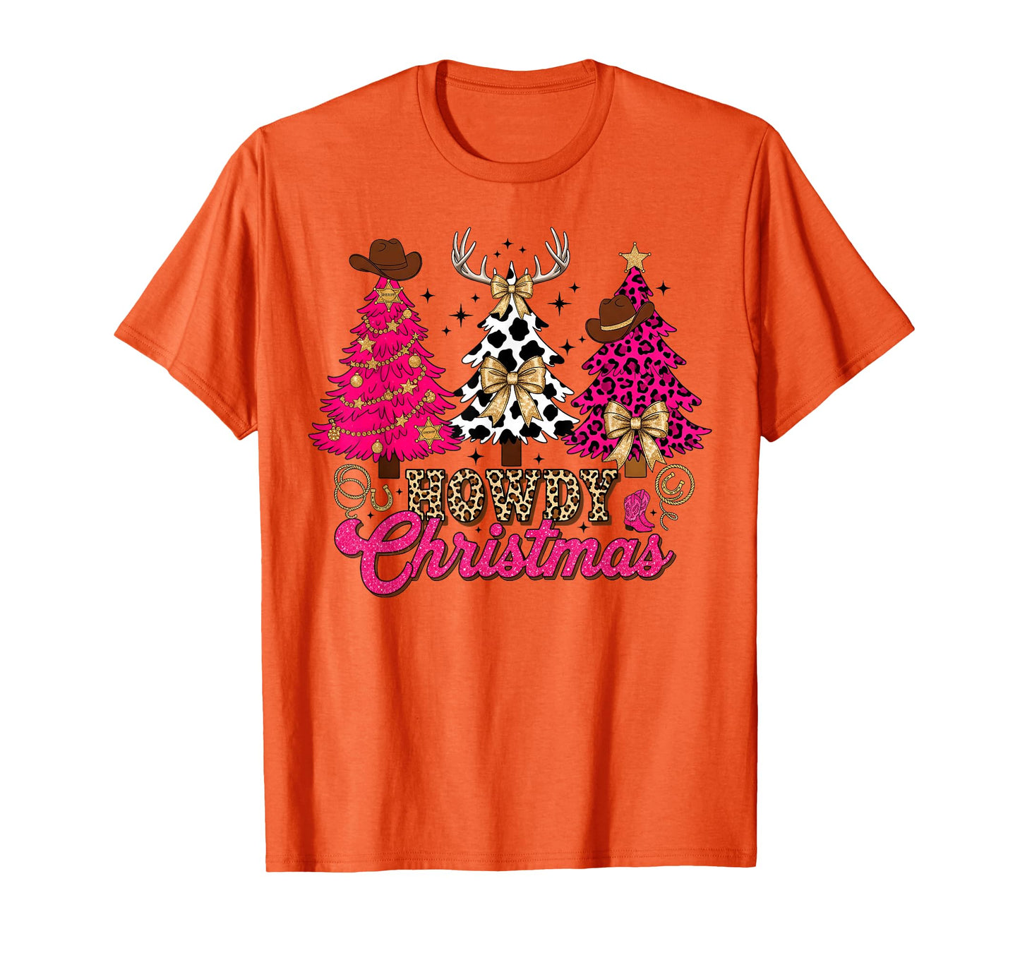 Howdy Christmas Tree Coquette Bow Western Xmas Pjs Cowgirl T-Shirt