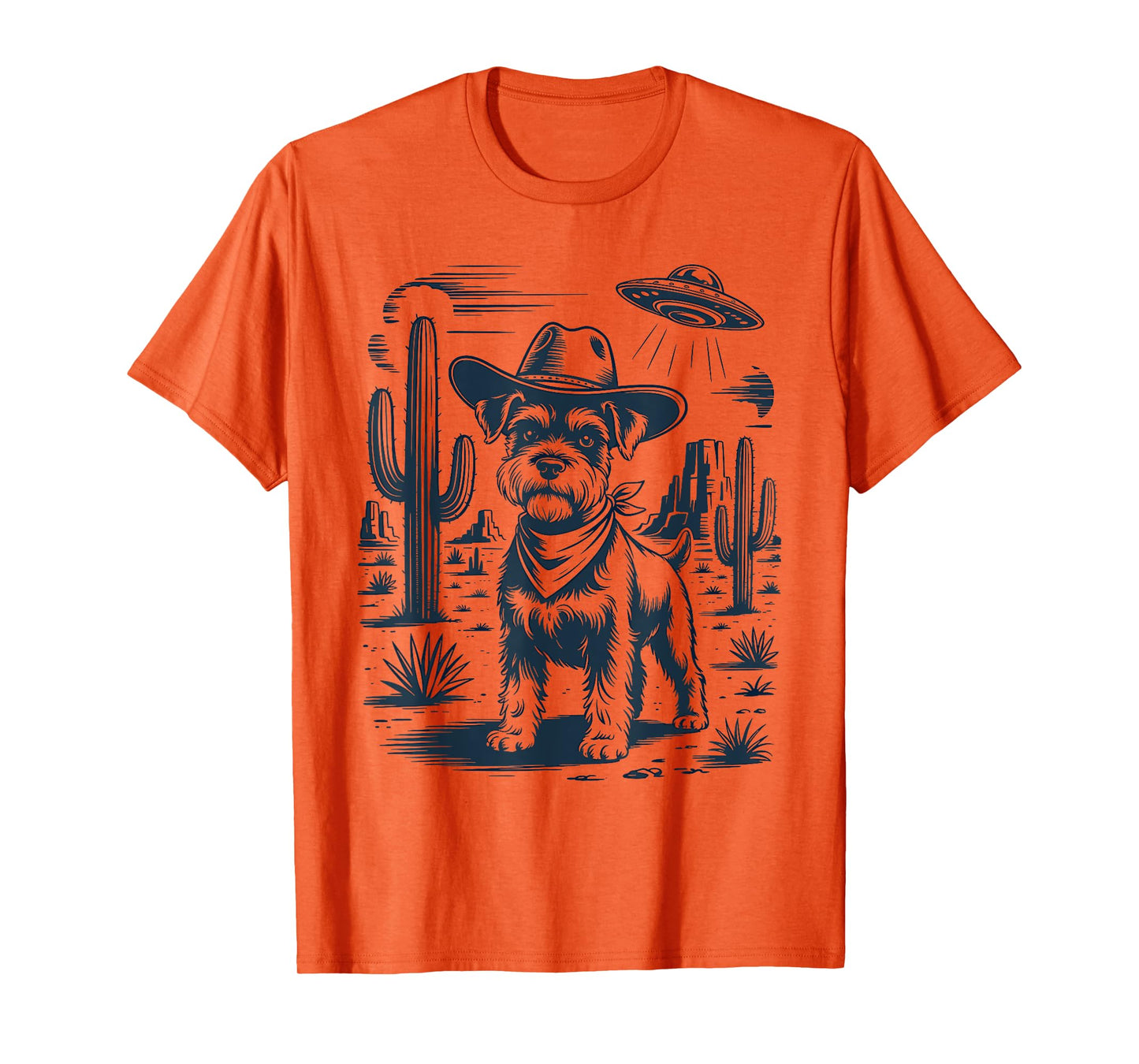 Cowboy Miniature Schnauzer Dog Vintage UFO Western T-Shirt