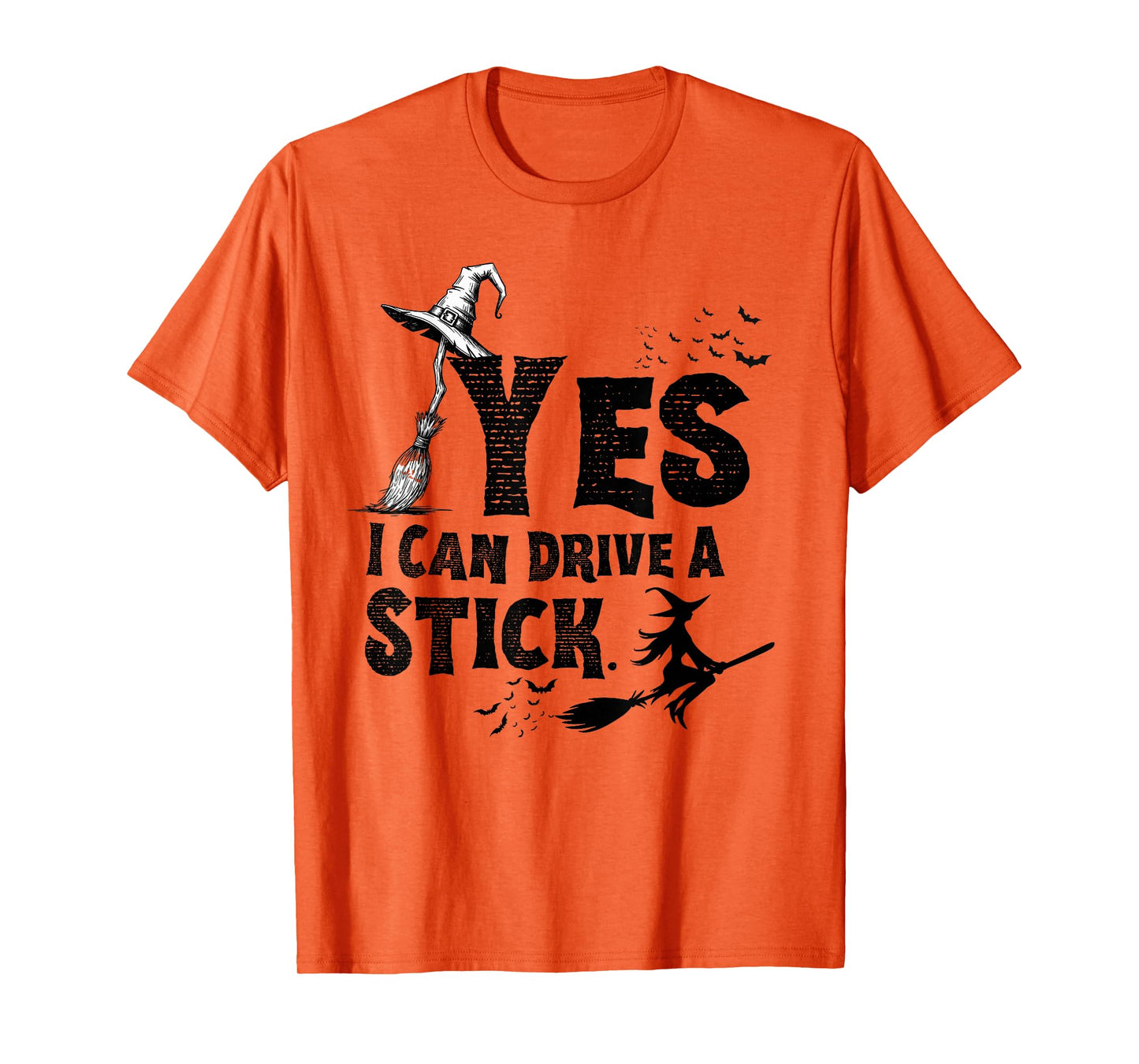 Yes I Can Drive A Stick Funny Halloween Spooky Witch T-Shirt
