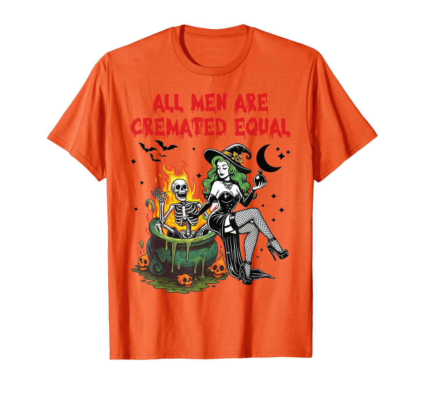 Funny Witch All Men are Cremated Equal Feminist Halloween T-Shirt