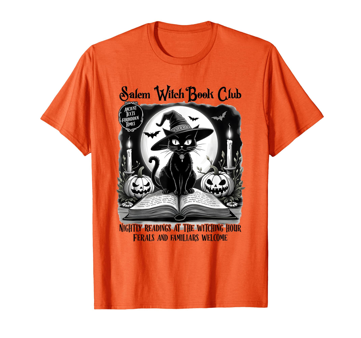 Salem Witch Book Club Spooky Halloween Black Cat Book Lovers T-Shirt for Men Women Kids