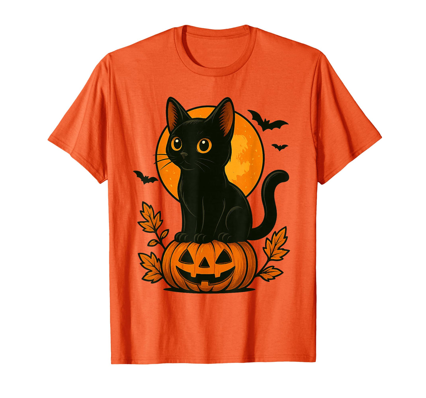 Retro Black Cat Pumpkin Halloween Costume Fall Autumn Season T-Shirt