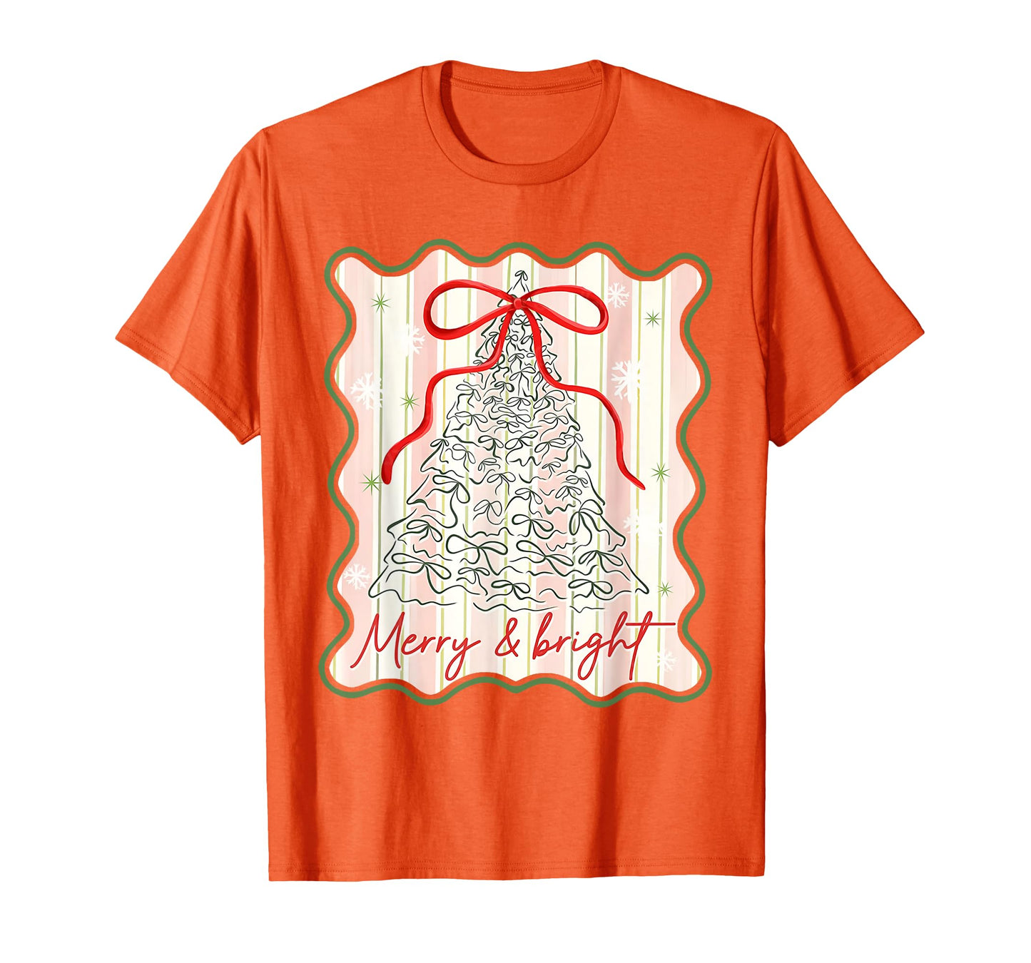 Merry & Bright Coquette Bow Christmas Xmas Pajamas Holiday T-Shirt